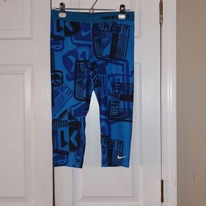 Nike Pro Compression Just Do It blue black  capri leggings   Sz M